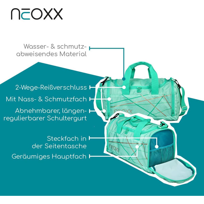 Дитяча спортивна сумка Neoxx Champ Mint для школи та тренувань, для одягу і взуття