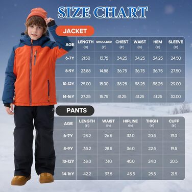 SNOWER Дитячий зимовий комбінезон для хлопчика з капюшоном, теплий гірськолижний костюм, кольоровий зелений (6-7 років, помаранчевий)
