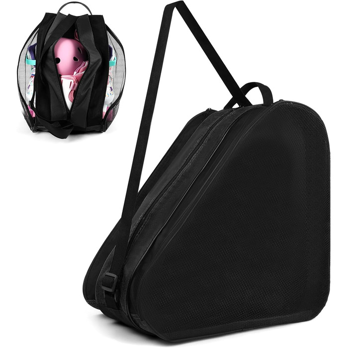 Сумка для роликів Flintronic, сумка для інлайнів, сумка для скейтборду, сумка для ковзанів з регульованим плечовим ременем, велика місткість (чорна)