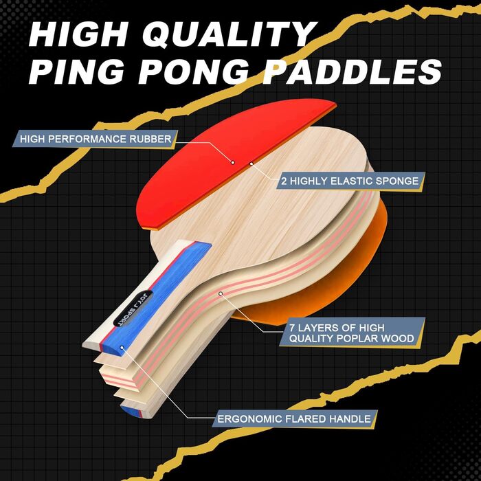 Набір для настільного тенісу S1 2: 2 ракетки та м'ячики для дітей, початківців, сімей та професіоналів