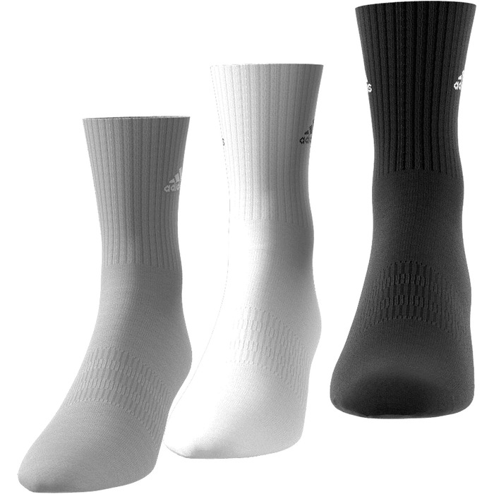 Набір махрових високих шкарпеток adidas Unisex Cushioned Crew, 3 пари, сірий/білий/чорний, розмір XXL (49-51)