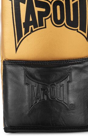 Боксерські рукавички Tapout LOCKHART зі шкіри, чорні/золоті, 10 унцій, 1 пара