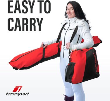Сумка для лиж та взуття Tonesport – комплект для подорожей – непрошите лижне відділення – для лиж до 190 см, чорний (Jet Black)