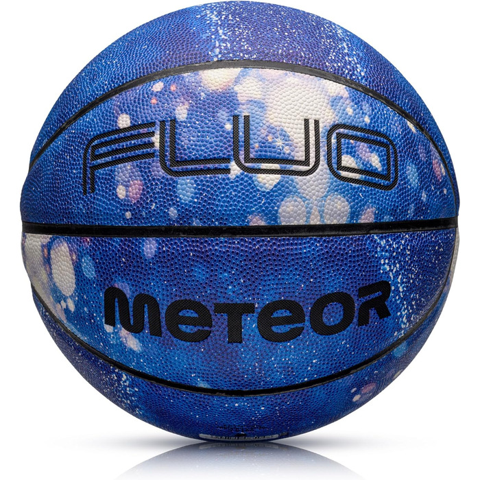 Світний баскетбольний м'яч meteor №7, флуоресцентний, м'який, для тренувань, світиться в темряві, синьо-білий, для дітей та підлітків
