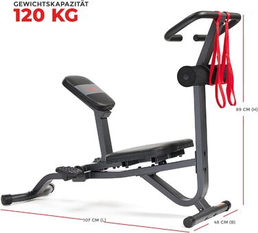 Романська лава для гімнастики Sunny Health & Fitness з регульованим нахилом – тренажер для пресу та спини для дому, багатофункціональний, для сідниць та пресу