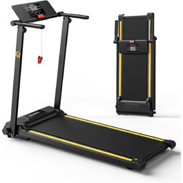 Біговий тренажер UREVO для дому, 2.25PS, складний, з 12 програмами HIIT, компактний, для дому/офісу, економія місця, широка бігова доріжка, LCD-дисплей, чорний
