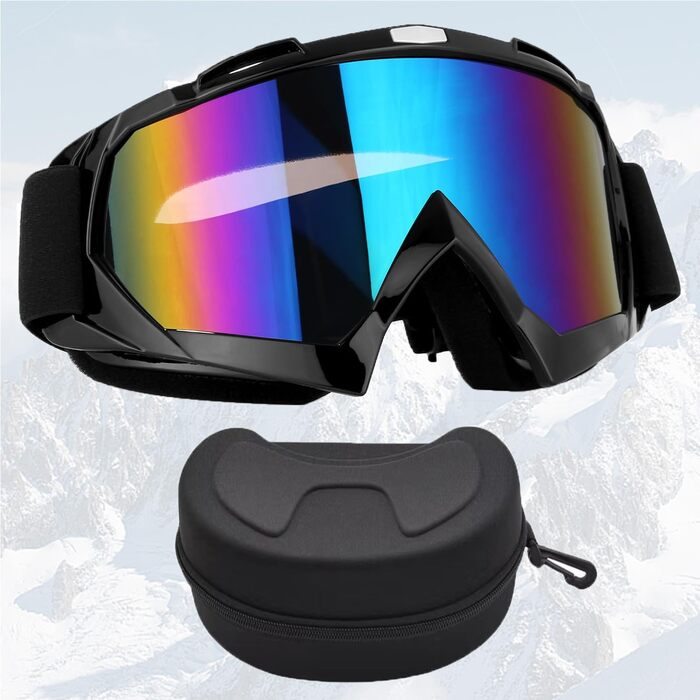 Універсальні захисні окуляри для лиж, сноуборду та мотокроссу (Ski & Motocross Goggles) з чохлом, сумісні з окулярами для зору