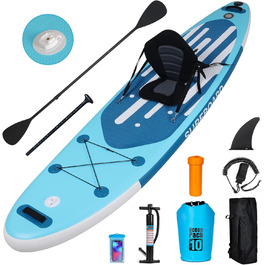 Надувна SUP-дошка YU YUSING 320/335x76x16,5 см з регульованим веслом, насосом, рюкзаком, страховочним шнуром, водонепроникною сумкою, для серфінгу, вантажопідйомність 150 кг