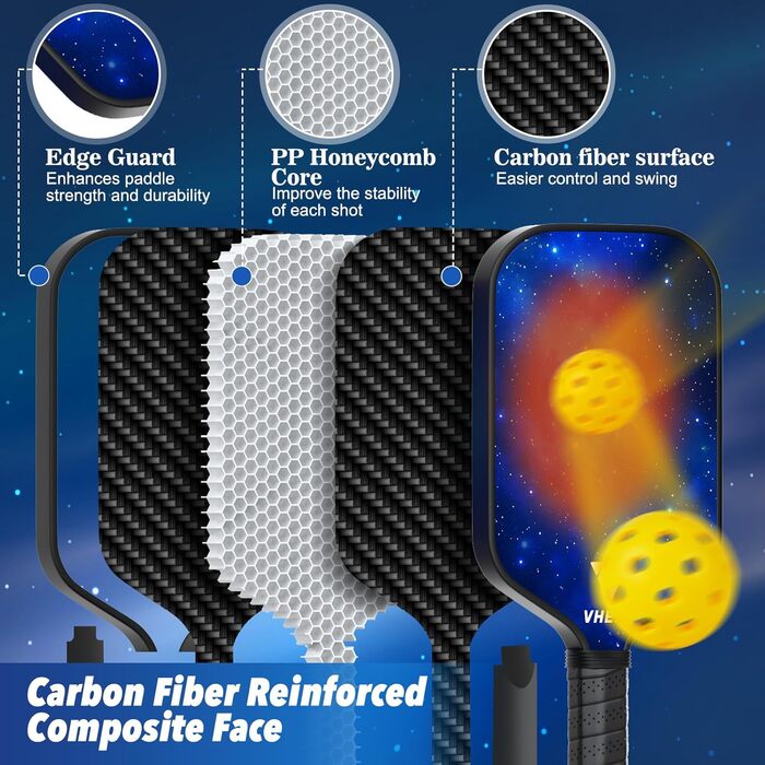 Набір для піклболу: 4 преміум дерев'яні кульки та сумка. Шляпи для піклболу, подарунок для початківців та професіоналів, обладнання для тренувань. Підходить для жінок, чоловіків, сімей. (Зоряне небо, 4 шт.)