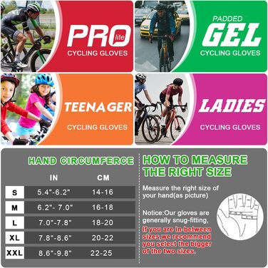 Велосипедні рукавички Grebarey для гірського велосипеда, антиковзаючі та амортизуючі, унісекс (S, чорний)