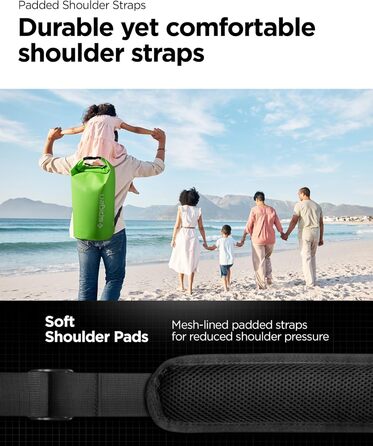 Водонепроникний мішок Spigen Aqua Shield 30L: Сумка, рюкзак для пляжу, плавання, кемпінгу, катання на човні та каяку (Cactus Green)