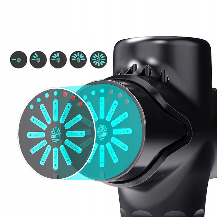 Професійний перкусійний масажер WELLMI MG04ULTRA BLACK, чорний, 12 насадок