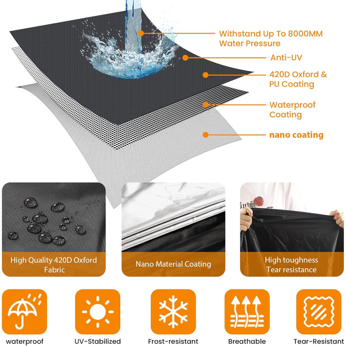Захисний чохол для мотоцикла Motorrad - водонепроникний, XL (208x95x125 см)