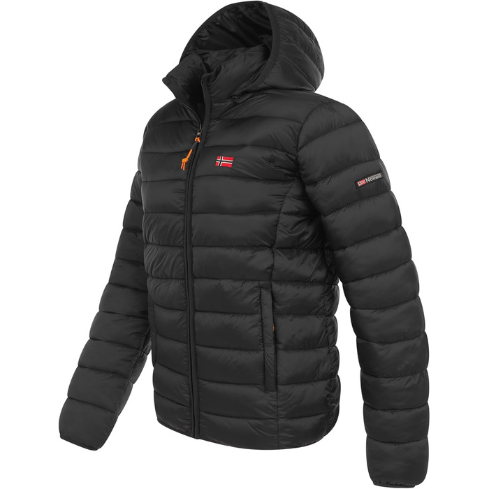 Чоловіча зимова куртка Geographical Norway: тепла, з підкладкою, легка, з капюшоном, чорна (S)