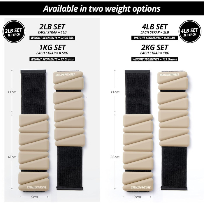 Набір вагів для зап'ястя та щиколоток (2 шт по 0,5 кг) - регульовані ремінці для фітнесу, бігу, йоги, пілатесу, аеробіки, силових тренувань