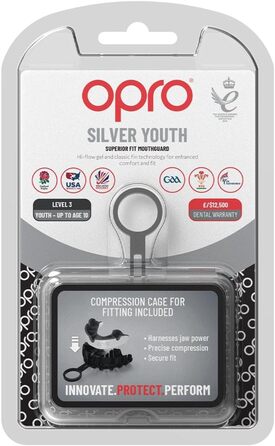 Ортодонтична спортивна капа OPRO Silver для дорослих і дітей, з футляром, біло-чорна, для хокею, лакросу, регбі, MMA, боксу, BJJ, до 10 років