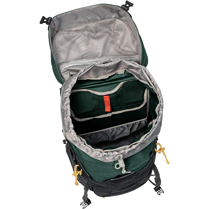 Туристичний рюкзак VAUDE Brenta 36+6 л, водонепроникний, з дощовиком, для жінок і чоловіків, зручний трекінговий рюкзак з органайзером, чорний/зелений