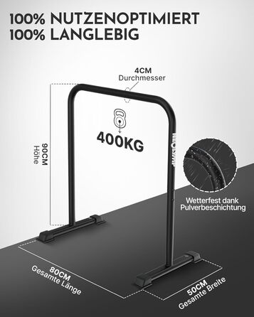 NEOLYMP Dip Station для віджимань: 400 кг, регульована ширина, з E-Book, антиковзні ніжки. Комплект для фітнесу вдома (турнік + еластична стрічка)