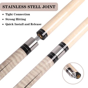 Більярдний кий Pool Queue Stick з акації, 147.3 см, комплект 2 шт, білий (винно-червоний)