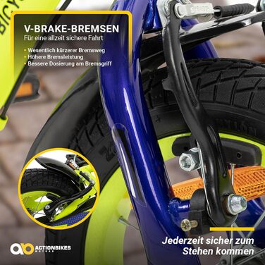 Детский велосипед Actionbikes Turbo 12/16 дюймов - V-Brake тормоза, защита от брызг, для детей 2-7 лет (для девочек и мальчиков)