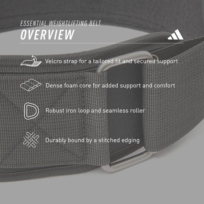 Пояс для важкої атлетики adidas Essential для підтримки попереку і талії, підвищене навантаження