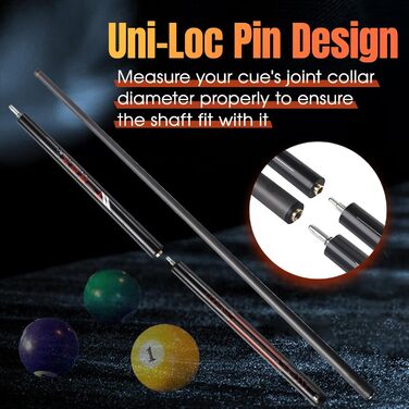 PODAYUDE Біліардний кий 'Маленький монстр' з карбону, 3 частини - кий для брейка та джампа, 12.9 мм наконечник, сумка з PU шкіри