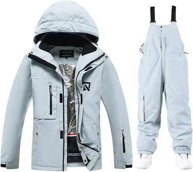 Комплект зимового костюма HOUZONIY: куртка та штани для катання на лижах та сноуборді, водонепроникний, знімний капюшон, кольори: зелений, чорний, блакитний (XXL)