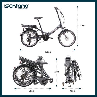 Електровелосипед F.lli Schiano E-Star 20'' складаний, 7-ступеневий, для дорослих, чоловіків і жінок, до 25 км/год, комфортний міський e-bike з мотором