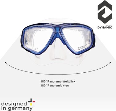 Набір для снорклінгу La Gomera Pro для дорослих - Німецький дизайн. Професійний набір для дайвінгу (подвійне маске, маска, сухий сноркель та сумка) з безпечним склом, блакитний