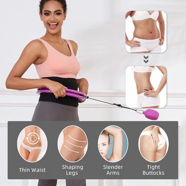 Гнучкий обруч для схуднення Weighted Fit Plus Size (фіолетовий) з масажним ефектом, 32 секції, для початківців та дорослих