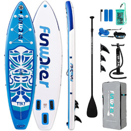 Надувний SUP (Stand Up Paddle Board) FunWater 10'6' & 11'6' з аксесуарами: весло, насос, рюкзак, плавники. Підходить для всіх рівнів майстерності. Рожевий та синій кольори.