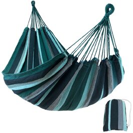 Гамак yourGEAR Maui XL бавовняний, 200 x 120 см, Smaragd (зелений) — витримує до 240 кг, з сумкою для транспортування