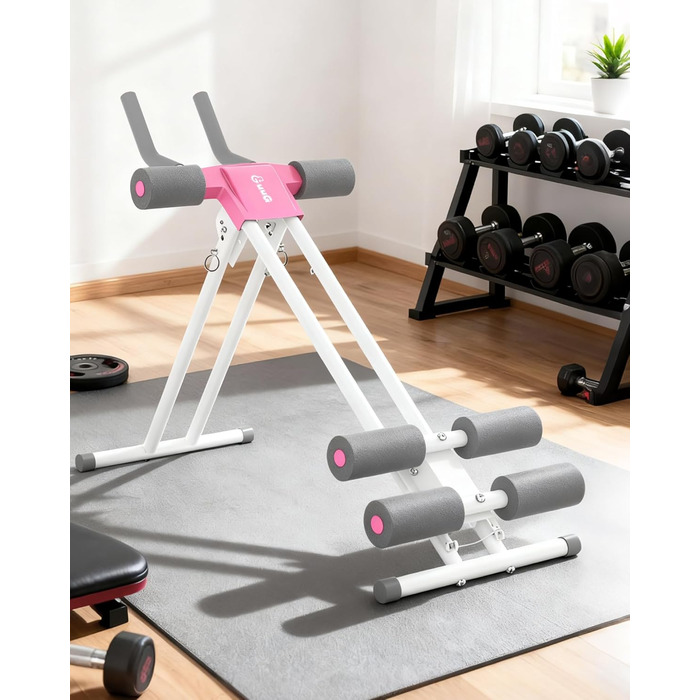 Тренування пресу GuuG: компактний тренажер для дому, для чоловіків та жінок, рожевий