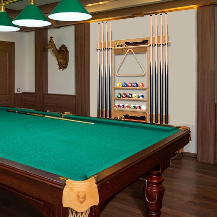 Стенд для київ (8 шт.) та м'ячів, бамбуковий, аксесуар для більярдного столу