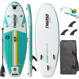 Дитяча надувна SUP-дошка THURSO SURF Wunderkind 228×76×10 см, двошарова, з веслом із карбоновим держаком, 3 плавниками, ременем, рюкзаком, смарагдова