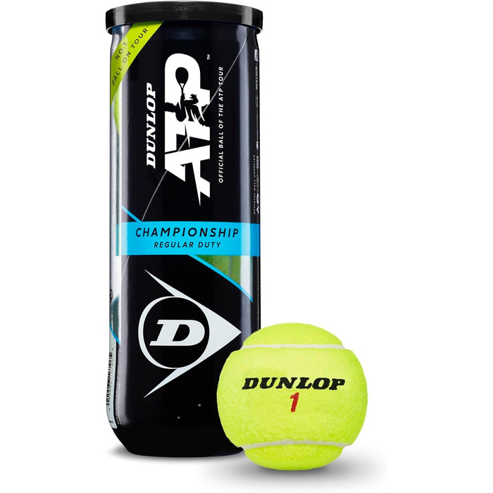 Тенісні м'ячі Dunlop Sports ATP Championship, 24 банки (72 м'ячі) – для регулярних та додаткових навантажень