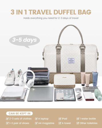 Спортивна сумка LOVEVOOK для жінок з відділенням для взуття, ручна поклажа, дорожня сумка, сумка для вихідних, сумка-мішок, жіноча дорожня сумка, клінічна сумка, сумка для пологового будинку, для залу, пляжу, сауни, кемпінгу (XL-2шт, Бежево-хакі)