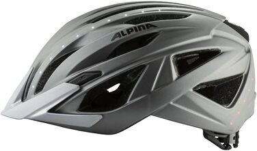 Велосипедний шолом ALPINA HAGA LED з амортизацією, підсвіткою та регулюванням, інтегроване LED-світло, для дорослих, темно-сріблястий матовий, 58-63 см