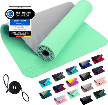 Йога мат Perfect-Fit 190 x 60 x 0,6 см [GeckoGrip & Sensi-Plus TPE] - Нековзна спортивна мат для йоги з ремінком | Безпечна та екологічна