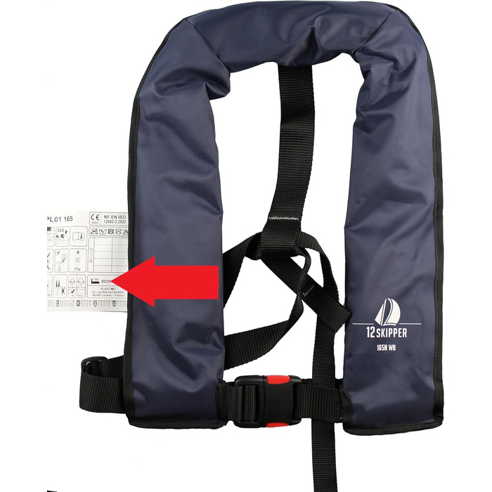 Рятувальний жилет автоматичний 165N з облямівкою, сталево-блакитний