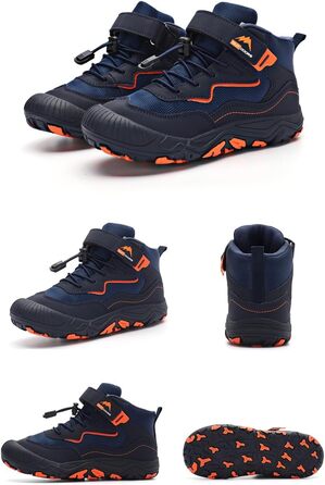 Дитячі трекінгові черевики Barefoot для хлопчиків та дівчаток, Zero Drop, широка передня частина, легкі, дихаючі, підошва не слизька, розміри 28-37 EU (05 Темно-синій, 32 EU)