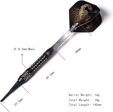 Дартс набір CUESOUL Black Scorpion Deluxe, 16 г, з футляром