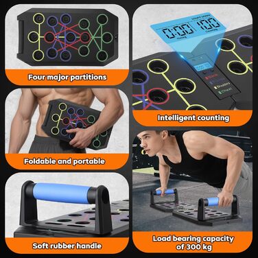 Тренажер для віджимань Push Up Board — багатофункціональна дошка для прокачування грудей та рук з таймером-лічильником, обладнання для калістеніки та фітнесу вдома