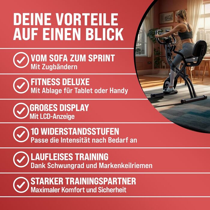 Електровелотренажер SPORTANA® EAGLE 3-в-1: складаний, з LCD-дисплеєм, регулювання висоти, фітнес-гумки | Hometrainer, Indoor Bike