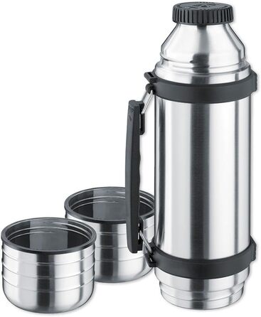 Термос Isosteel VA-9562DQ Duo 1,0 л з нержавіючої сталі 18/8 з вакуумною ізоляцією, системою Quickstop для наливання однією рукою та двома чашками