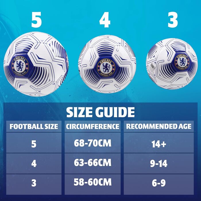 Футбольний м'яч Chelsea FC, офіційний, розмір 5, біло-синій, подарунок для фанатів