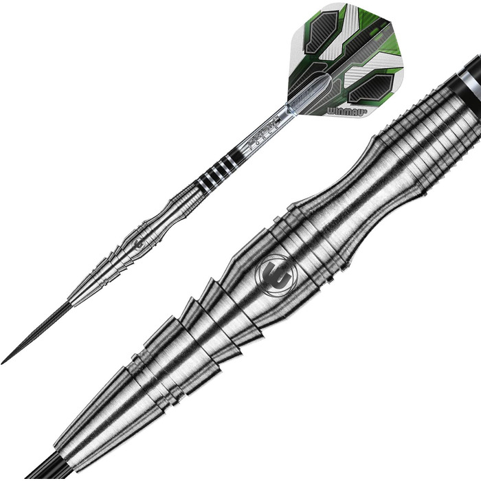 Дротики Winmau Sniper Profi з вольфраму для дартсу, сталевий наконечник, 23 г, комплект з оперенням та стрижнями