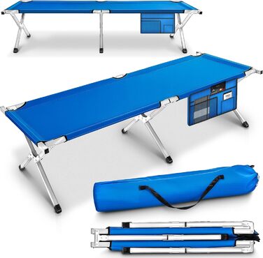 Намет-ліжко TRESKO XXL для кемпінгу, сталевий каркас, 150 кг, 210 x 90 x 42 см, блакитний