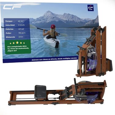 Дерев'яний складаний тренажер для веслування CF для дорослих, унісекс, з LCD-дисплеєм та регульованим опором, 2130 x 520 x 560 мм