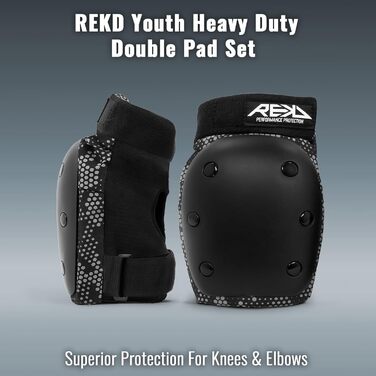 Захисний комплект Rekd Youth Heavy Duty для скейтборду, подвійні наколінники та налокітники, унісекс, розмір S, чорний/сірий